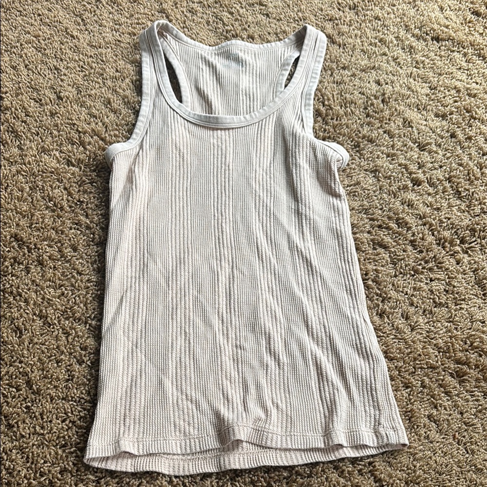 Aerie Light Cream Ribbed Tank Top